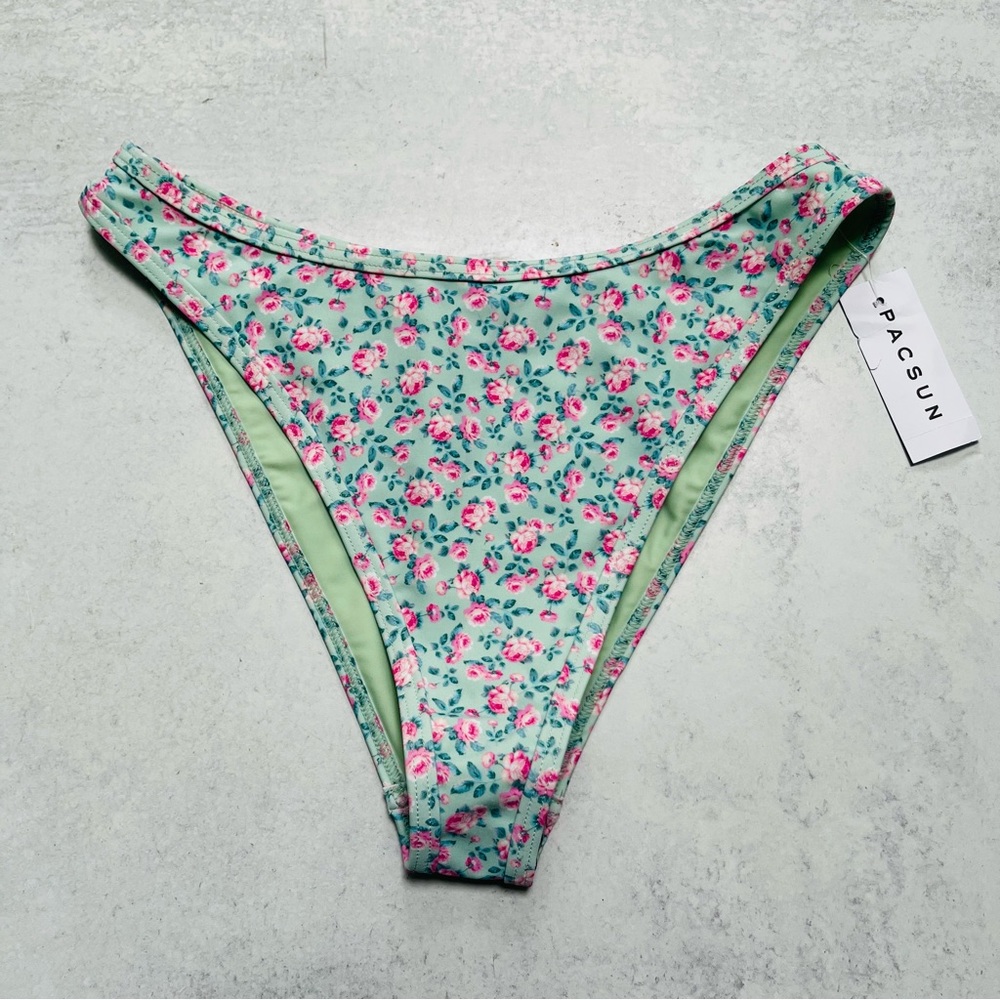 PacSun Mint Green Floral Bikini Bottoms